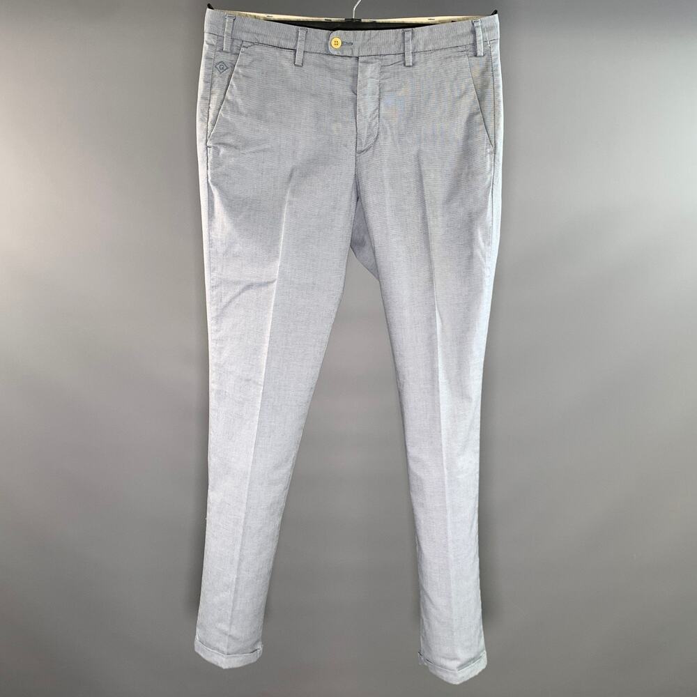 GANT RUGGER Size 32 Blue Light Blue Geometric Cotton Blend Cuffed Dress Pants
